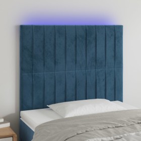 Kopfteil mit LED-Beleuchtung, dunkelblauer Samt, 100 x 5 x 118/128 cm von vidaXL, Kopf- und Fußteile - Ref: Foro24-3122708, P...