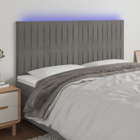 Cabecero con luces LED terciopelo gris claro 200x5x118/128 cm de vidaXL, Cabeceros y pies de cama - Ref: Foro24-3122728, Prec...