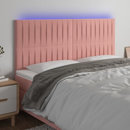 Cabecero con luces LED terciopelo rosa 200x5x118/128 cm de vidaXL, Cabeceros y pies de cama - Ref: Foro24-3122733, Precio: 13...