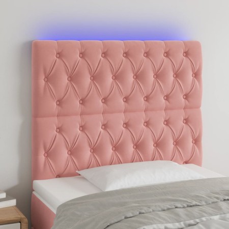 Pink velvet headboard with LED lights 100x7x118/128 cm by vidaXL, Headboards and footboards - Ref: Foro24-3122807, Price: 96,...