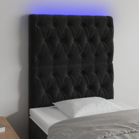 Cabecero con luces LED terciopelo negro 80x7x118/128 cm de vidaXL, Cabeceros y pies de cama - Ref: Foro24-3122792, Precio: 82...