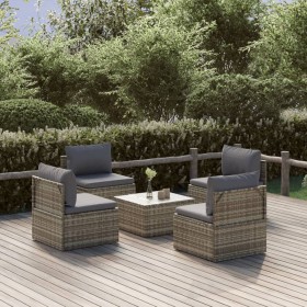 5-teiliges Gartenmöbel-Set und graue synthetische Rattankissen von vidaXL, Gartensets - Ref: Foro24-3157504, Preis: 393,46 €,...