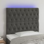 Cabecero con luces LED terciopelo gris oscuro 90x7x118/128 cm de vidaXL, Cabeceros y pies de cama - Ref: Foro24-3122797, Prec...