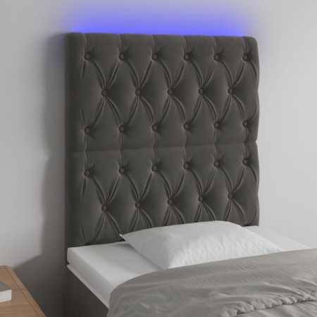 Cabecero con luces LED terciopelo gris oscuro 80x7x118/128 cm de vidaXL, Cabeceros y pies de cama - Ref: Foro24-3122791, Prec...