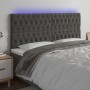 Kopfteil mit LED-Leuchten, dunkelgrauer Samt, 200 x 7 x 118/128 cm von vidaXL, Kopf- und Fußteile - Ref: Foro24-3122827, Prei...