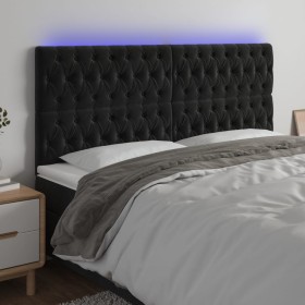 Kopfteil aus schwarzem Samt mit LED-Leuchten, 180 x 7 x 118/128 cm von vidaXL, Kopf- und Fußteile - Ref: Foro24-3122822, Prei...