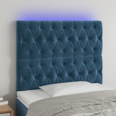 Kopfteil mit LED-Beleuchtung, dunkelblauer Samt, 100 x 7 x 118/128 cm von vidaXL, Kopf- und Fußteile - Ref: Foro24-3122806, P...