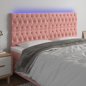 Pink velvet headboard with LED lights 200x7x118/128 cm by vidaXL, Headboards and footboards - Ref: Foro24-3122831, Price: 170...