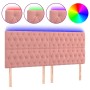 Pink velvet headboard with LED lights 200x7x118/128 cm by vidaXL, Headboards and footboards - Ref: Foro24-3122831, Price: 170...