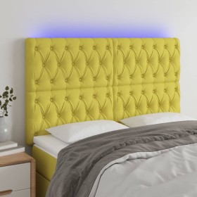 Headboard with LED lights green fabric 160x7x118/128 cm by vidaXL, Headboards and footboards - Ref: Foro24-3122773, Price: 12...