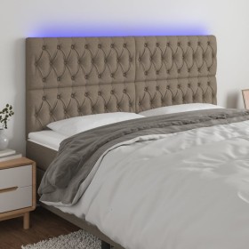 Kopfteil mit LED-Leuchten, taupegrauer Stoff, 200 x 7 x 118/128 cm von vidaXL, Kopf- und Fußteile - Ref: Foro24-3122786, Prei...