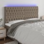 Headboard with LED lights taupe gray fabric 200x7x118/128 cm by vidaXL, Headboards and footboards - Ref: Foro24-3122786, Pric...