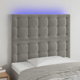 Headboard with LED lights light gray velvet 100x5x118/128 cm by vidaXL, Headboards and footboards - Ref: Foro24-3122900, Pric...