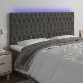 Kopfteil mit LED-Leuchten, dunkelgrauer Samt, 180 x 7 x 118/128 cm von vidaXL, Kopf- und Fußteile - Ref: Foro24-3122821, Prei...