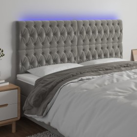 Cabecero con luces LED terciopelo gris claro 200x7x118/128 cm de vidaXL, Cabeceros y pies de cama - Ref: Foro24-3122826, Prec...