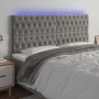 Light gray velvet headboard with LED lights 200x7x118/128 cm by vidaXL, Headboards and footboards - Ref: Foro24-3122826, Pric...