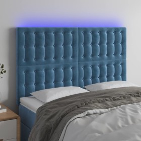 Headboard with LED lights dark blue velvet 144x5x118/128 cm by vidaXL, Headboards and footboards - Ref: Foro24-3122910, Price...