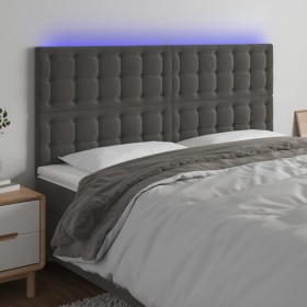 Cabecero con luces LED terciopelo gris oscuro 200x5x118/128 cm de vidaXL, Cabeceros y pies de cama - Ref: Foro24-3122925, Pre...