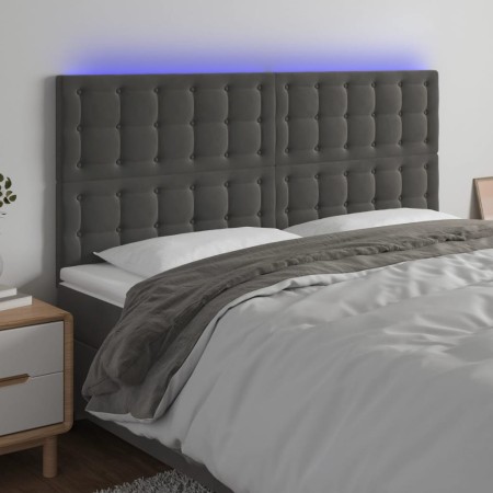 Headboard with LED lights dark gray velvet 200x5x118/128 cm by vidaXL, Headboards and footboards - Ref: Foro24-3122925, Price...