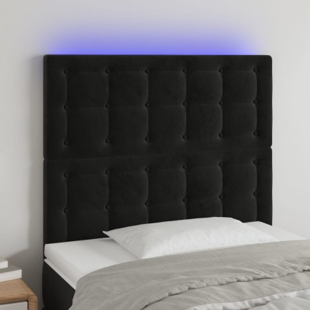 Cabecero con luces LED terciopelo negro 80x5x118/128 cm de vidaXL, Cabeceros y pies de cama - Ref: Foro24-3122890, Precio: 69...