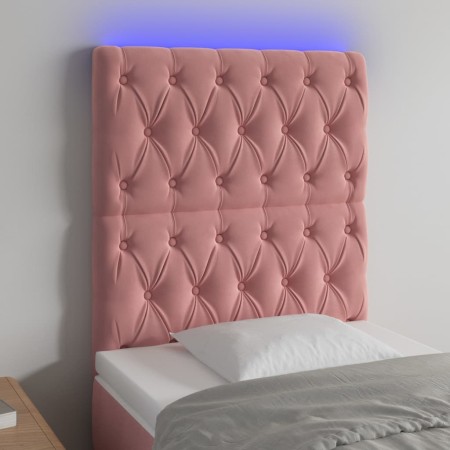 Pink velvet headboard with LED lights 80x7x118/128 cm by vidaXL, Headboards and footboards - Ref: Foro24-3122795, Price: 81,9...