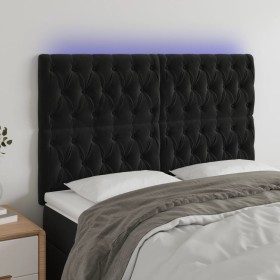 Cabecero con luces LED terciopelo negro 160x7x118/128 cm de vidaXL, Cabeceros y pies de cama - Ref: Foro24-3122816, Precio: 1...