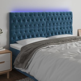 Headboard with LED lights dark blue velvet 200x7x118/128 cm by vidaXL, Headboards and footboards - Ref: Foro24-3122830, Price...