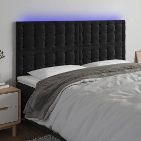 Cabecero con luces LED terciopelo negro 180x5x118/128 cm de vidaXL, Cabeceros y pies de cama - Ref: Foro24-3122920, Precio: 1...