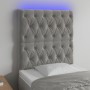 Cabecero con luces LED terciopelo gris claro 80x7x118/128 cm de vidaXL, Cabeceros y pies de cama - Ref: Foro24-3122790, Preci...