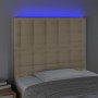 Headboard with LED lights cream fabric 90x5x118/128 cm by vidaXL, Headboards and footboards - Ref: Foro24-3122845, Price: 78,...