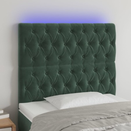 Headboard with LED lights dark green velvet 100x7x118/128 cm by vidaXL, Headboards and footboards - Ref: Foro24-3122805, Pric...