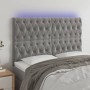 Cabecero con luces LED terciopelo gris claro 144x7x118/128 cm de vidaXL, Cabeceros y pies de cama - Ref: Foro24-3122808, Prec...