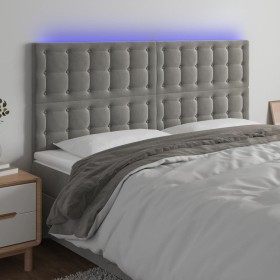 Cabecero con luces LED terciopelo gris claro 200x5x118/128 cm de vidaXL, Cabeceros y pies de cama - Ref: Foro24-3122924, Prec...