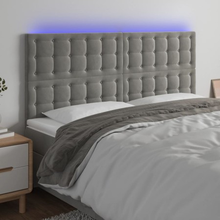 Headboard with LED lights light gray velvet 200x5x118/128 cm by vidaXL, Headboards and footboards - Ref: Foro24-3122924, Pric...