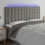 Headboard with LED lights light gray velvet 200x5x118/128 cm by vidaXL, Headboards and footboards - Ref: Foro24-3122924, Pric...