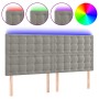 Headboard with LED lights light gray velvet 200x5x118/128 cm by vidaXL, Headboards and footboards - Ref: Foro24-3122924, Pric...