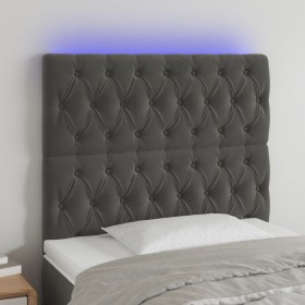 Kopfteil mit LED-Leuchten, dunkelgrauer Samt, 100 x 7 x 118/128 cm von vidaXL, Kopf- und Fußteile - Ref: Foro24-3122803, Prei...