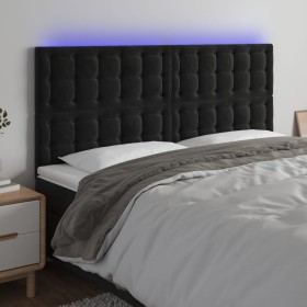 Black velvet headboard with LED lights 160x5x118/128 cm by vidaXL, Headboards and footboards - Ref: Foro24-3122914, Price: 12...