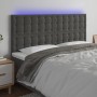 Kopfteil mit LED-Leuchten, dunkelgrauer Samt, 180 x 5 x 118/128 cm von vidaXL, Kopf- und Fußteile - Ref: Foro24-3122919, Prei...