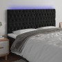 Kopfteil aus schwarzem Samt mit LED-Leuchten, 200 x 7 x 118/128 cm von vidaXL, Kopf- und Fußteile - Ref: Foro24-3122828, Prei...