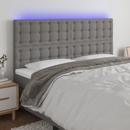 Headboard with LED lights dark gray fabric 180x5x118/128 cm by vidaXL, Headboards and footboards - Ref: Foro24-3122873, Price...