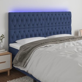 Cabecero con luces LED tela azul 200x7x118/128 cm de vidaXL, Cabeceros y pies de cama - Ref: Foro24-3122788, Precio: 172,62 €...