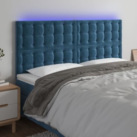 Cabecero con luces LED terciopelo azul oscuro 180x5x118/128 cm de vidaXL, Cabeceros y pies de cama - Ref: Foro24-3122922, Pre...