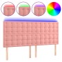 Cabecero con luces LED terciopelo rosa 160x5x118/128 cm de vidaXL, Cabeceros y pies de cama - Ref: Foro24-3122917, Precio: 12...