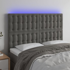 Cabecero con luces LED terciopelo gris oscuro 144x5x118/128 cm de vidaXL, Cabeceros y pies de cama - Ref: Foro24-3122907, Pre...