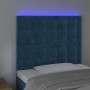 Headboard with LED lights dark blue velvet 80x5x118/128 cm by vidaXL, Headboards and footboards - Ref: Foro24-3122892, Price:...