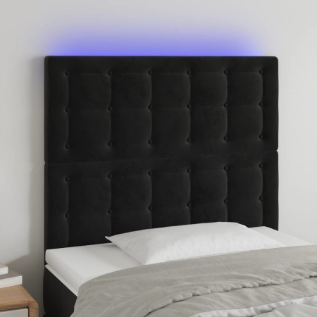 Kopfteil aus schwarzem Samt mit LED-Leuchten, 100 x 5 x 118/128 cm von vidaXL, Kopf- und Fußteile - Ref: Foro24-3122902, Prei...