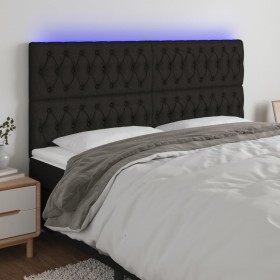 Headboard with LED lights black fabric 200x7x118/128 cm by vidaXL, Headboards and footboards - Ref: Foro24-3122784, Price: 14...