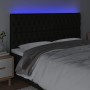 Headboard with LED lights black fabric 200x7x118/128 cm by vidaXL, Headboards and footboards - Ref: Foro24-3122784, Price: 14...