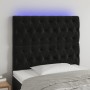 Cabecero con luces LED terciopelo negro 100x7x118/128 cm de vidaXL, Cabeceros y pies de cama - Ref: Foro24-3122804, Precio: 9...